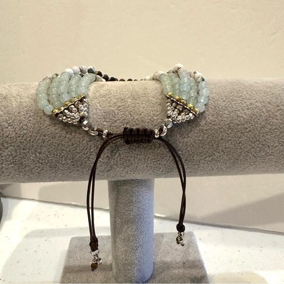 Boho Bracelet multi-stone 5 strand w/ sliding adjustable closure -Genuine stones - Picture 9 of 15